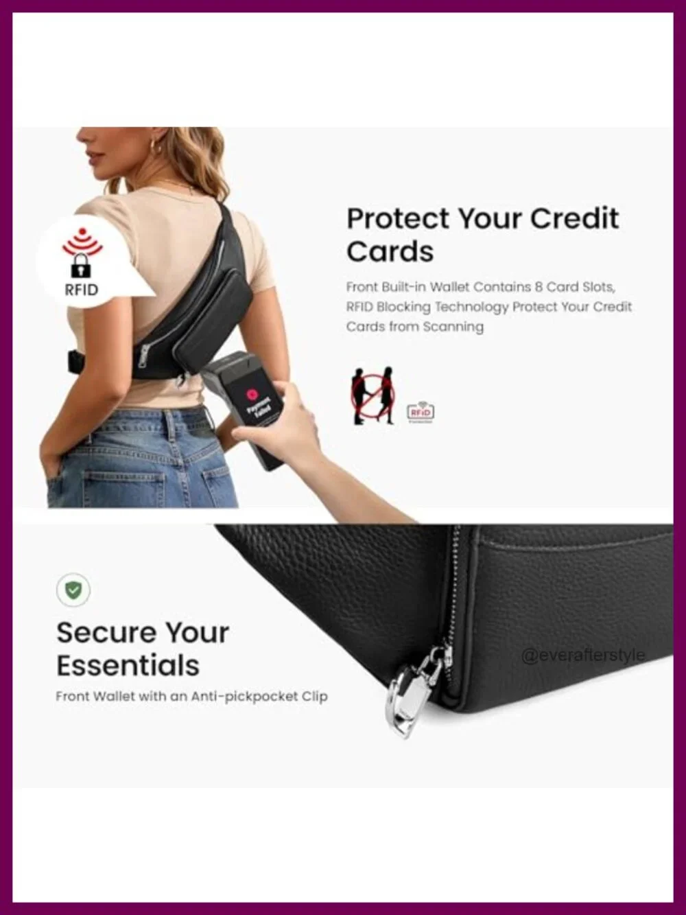 Genuine Leather Anti Theft Fanny Pack Crossbody with RFID Wallet
